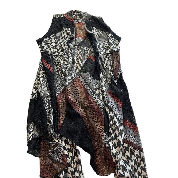 Artsy Boho Kimono Over Piece Mixed Material Witchy Completer Piece Size Large - Picture 6 of 12